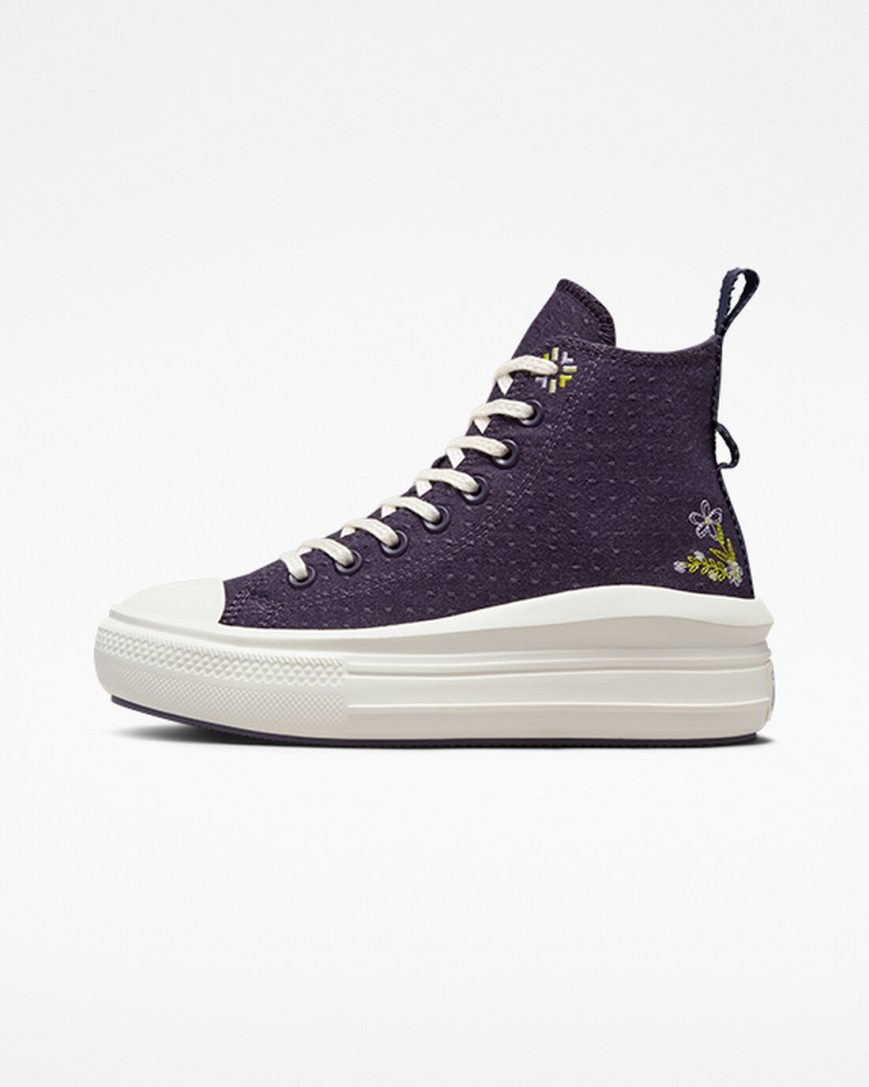 Dámské Boty Na Platformy Converse Chuck Taylor All Star Move Autumn Embroidery Vysoké Fialové | CZ 31JGH94